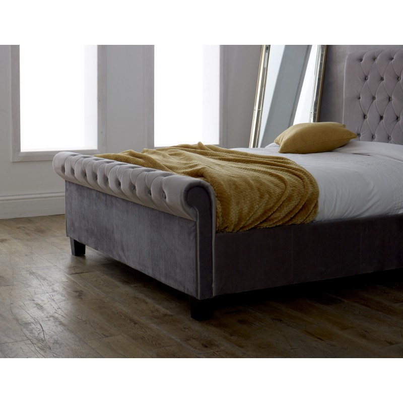 LL Orbit Silver Velvet 4ft6 Double Bedstead